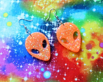 SECONDS Orange Alien Earrings