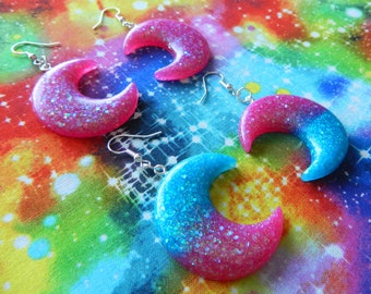 Defect sale! Earring set. Resin moon earrings