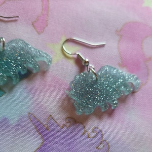 Blue Triceratops dinosaur earrings image 3