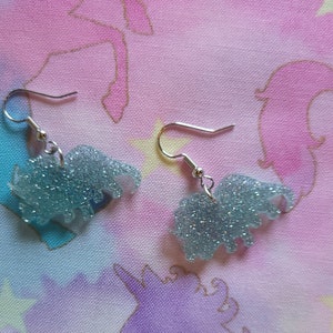 Blue Triceratops dinosaur earrings image 1