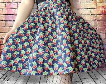 Custom Fit Polka Dot Cherry Pinup Skirt