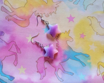 Pink and Purple Star Earrings