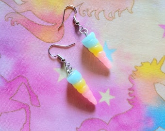Pink and Blue Unicorn Horn Earrings