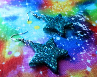 SECONDS Turquoise Resin Star Earrings