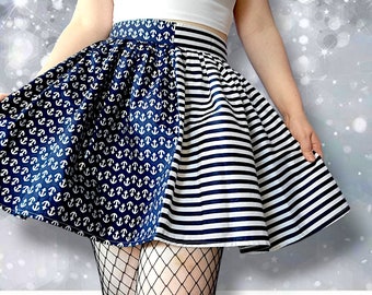 Nautical Striped Anchor Skirt