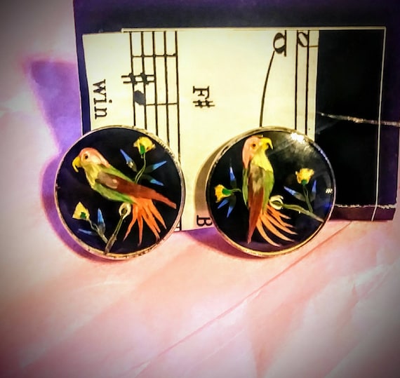 Vintage Onyx Bird Earrings