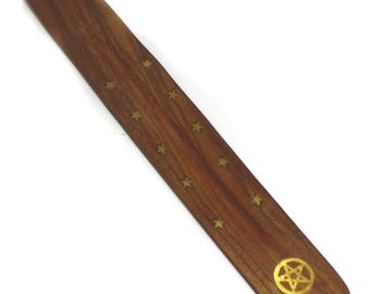 Lailokens Awen Wooden Stick Incense Burner with Pentagram