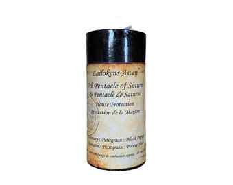 Lailokens Awen - 5th Pentacle of Saturn : House Protection 2" x 4" Scented Spell Candle