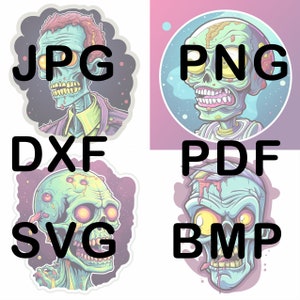 Cartoony Zombie Portraits, Perfect For Making Stickers, Sublimations, Placing On Mugs and T-Shirts, png, svg, jpg, dxf, bmp, pdf