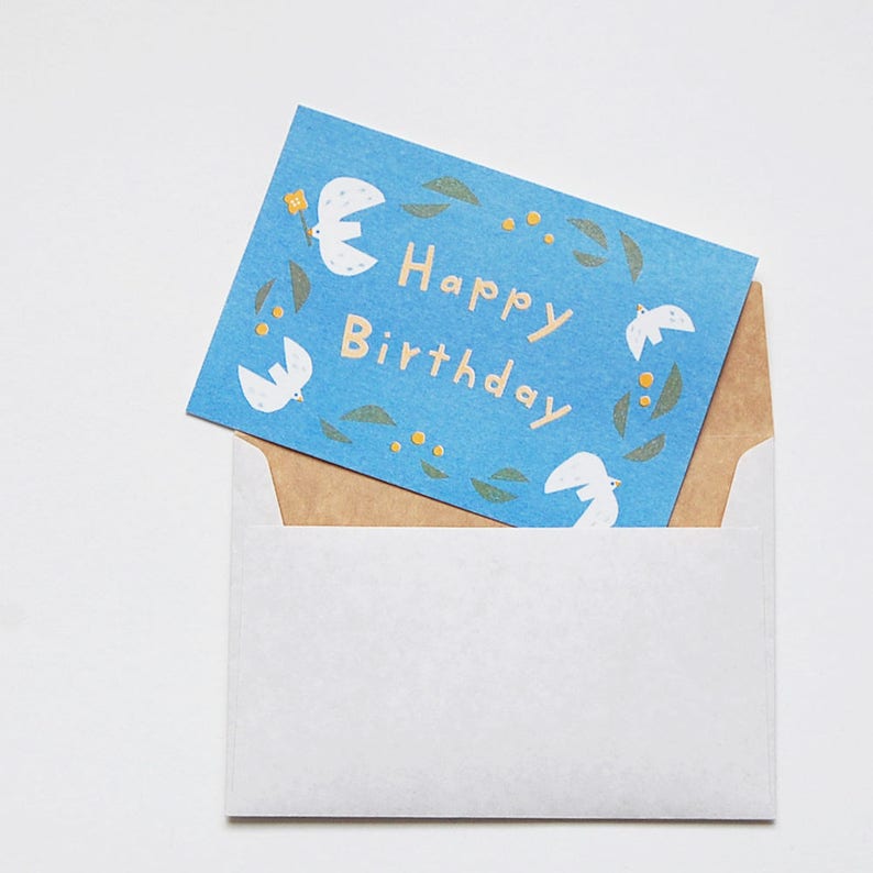 Postcard 'happy Birthday' Envelope 3 Sheets Set Etsy