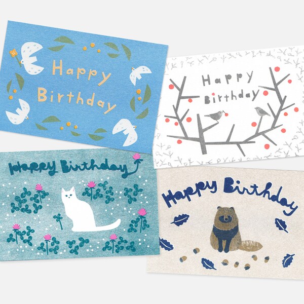 Postcard 'Happy Birthday' + Envelope (3 sheets set)