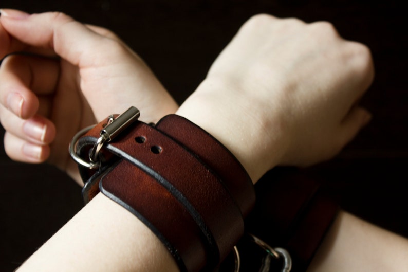 Leather Handcuffs BDSM For Lovers-Submission Handcuffs-Restrains-Leather Bracelets