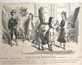 Vintage Fashion Print Journal Des Demoiselles / Victorian and