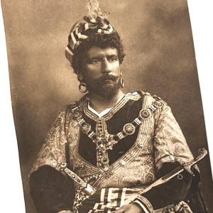 Antique Book Plate, Mr Wilson Barrett, Shakespearean Actor, Othello, Photograph on Original Page, 1890s