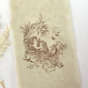 Victorian CDV Photographers Tissue, Unused Studio Stock, Cherub Illustration, Art Nouveau, 1800s Ephemera, Rare