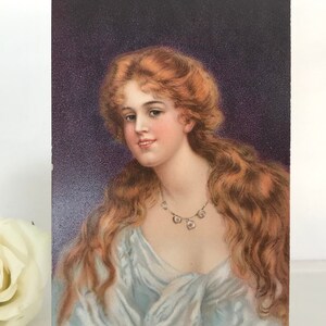 Auburn Haired Beauty, Art Nouveau, Glamour, Antique Postcard