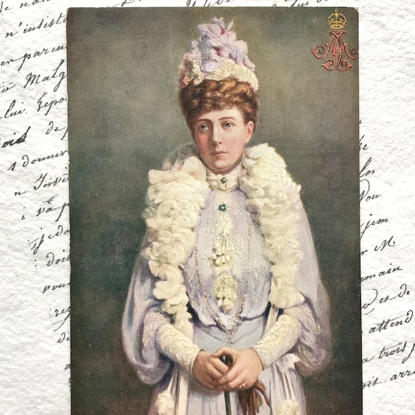 Antique Postcard, H M Queen Alexandra Portrait by Lafayette, Tuck’s Oilette