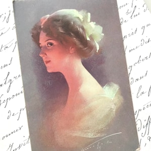 Antike italienische Postkarte, Schöne Frau, Illustration, Künstler signiert, Ludwig Knoefel, 1912