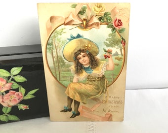 Jennie Jorgenson Heads of Angels Wings Victorian Christmas Postcard