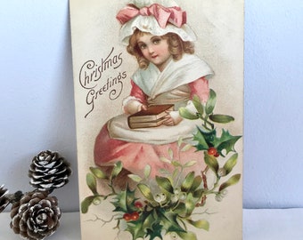 Jennie Jorgenson Heads of Angels Wings Victorian Christmas Postcard