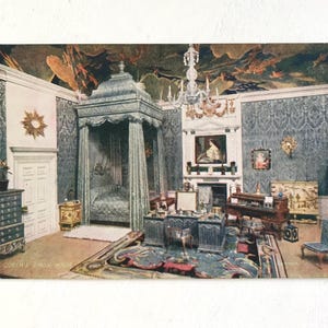 Antike Postkarte, das Puppenhaus der Königin, das Schlafzimmer, Tuck’s Oilette