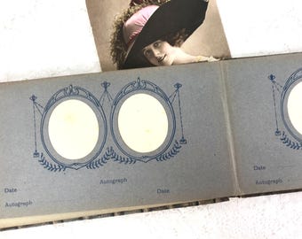 Antique Miniature Photograph Album, Keepsake Book, Social History, 1900s Edwardian, Art Nouveau