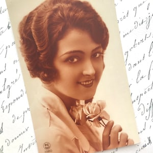 Antique French Postcard, Beautiful Young Woman, Real Photograph, Art Deco, PC Studio Paris