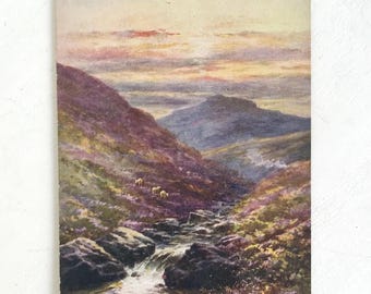 Vintage Postcard, Stunning Painting of a Stream and Mountains in Dartmoor, ‘On the Okement’, Artist Signed by G H Jenkins, Tuck’s Oillette