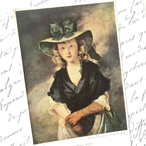 Vintage Kunst Postkarte, Prinzessin Mary, fabelhafter Hut, von Hoppner,Medici Society