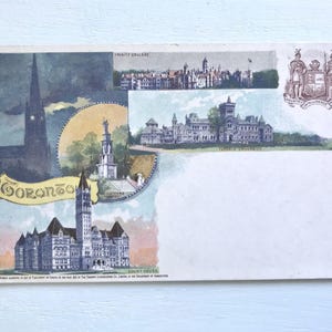 Antike Postkarte, Toronto Kanada, Gerichte, Trinitiy College, Universität, Volunteers Monument, Chromolithographie, selten