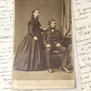Victorian Father & Daughter CDV Photograph - 1870s Fashion