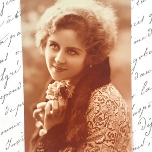 Antique French Postcard, Beautiful Young Woman, Real Photograph, Art Deco, PC Studio Paris