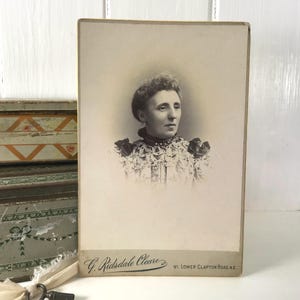 Antique Cabinet Card, Large CDV, Victorian Woman, Real Photograph, 1800s, Named Annie Prince