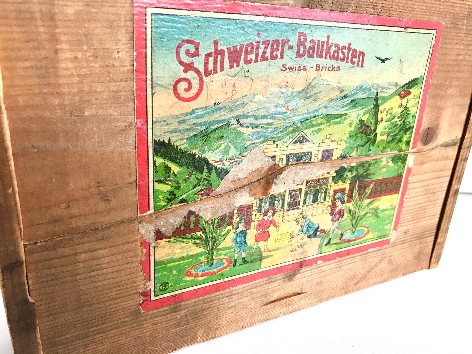 Antique Wooden Building Bricks Blocks with Original Box Etsy