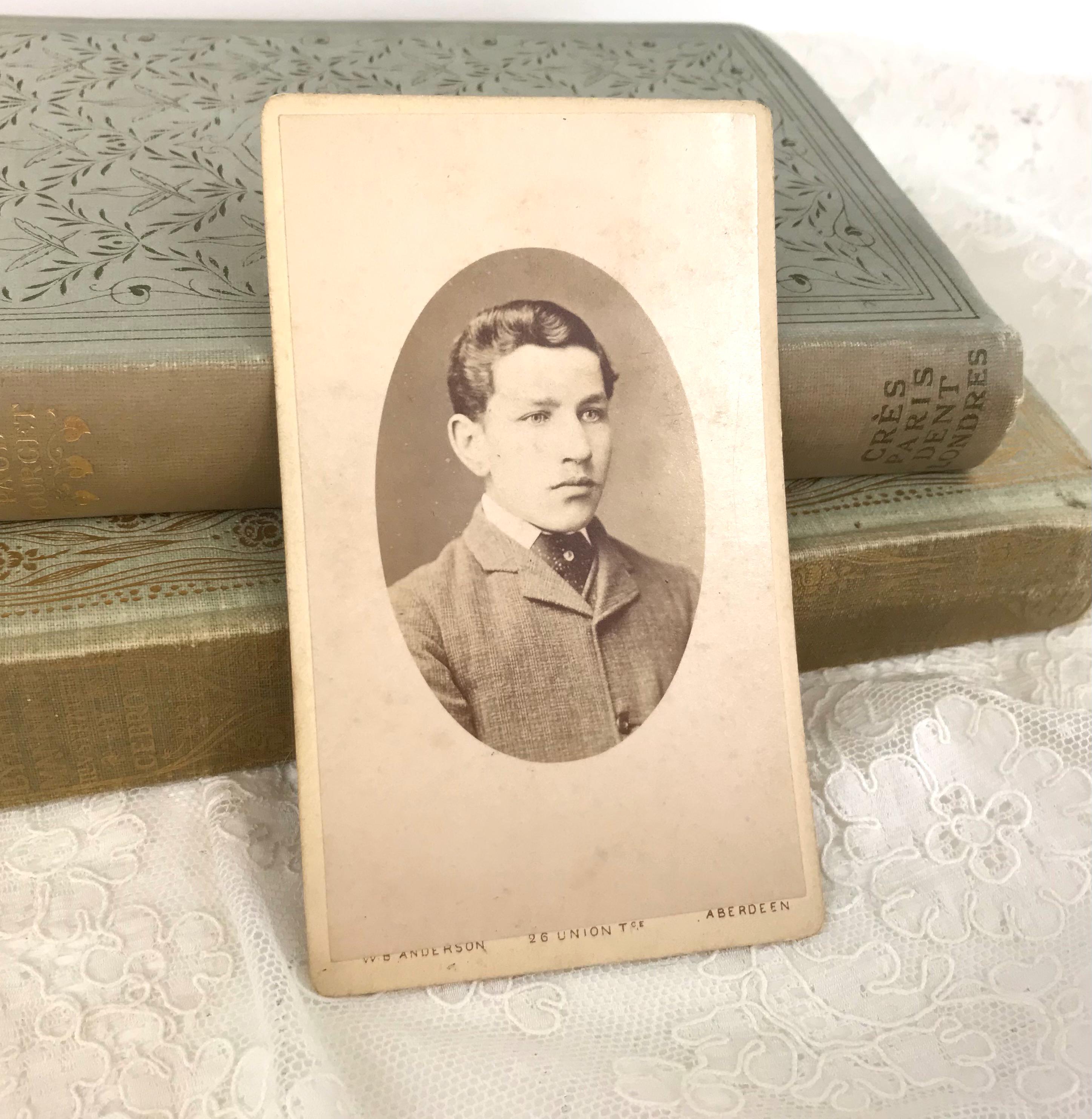 Antique CDV, Photograph of Handsome Young Man, Real Photo, Victorian Fashion, Small Size Cabinet Card, Aberdeen