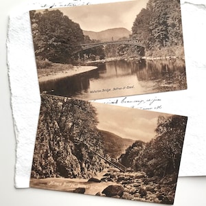 Antike Postkarten, Bettws- y- Coed, Waterloo-Brücke, Bergmannsbrücke, Wales, echte Fotografie