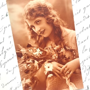 Antique French Postcard, Beautiful Young Woman, Real Photograph, Art Deco, PC Studio Paris