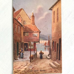 „Zauberhaftes Postkartenmotiv, Postkarte, Seefahrtsszene am Meer, ‘Tin Ghaut’, signiert, Hannaford, West Yorkshire