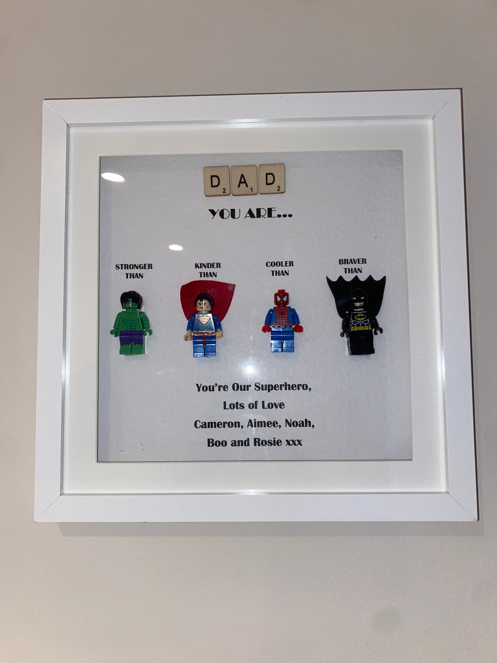 Framed Superhero Lego Gift Fathers Day gift Personalised Etsy