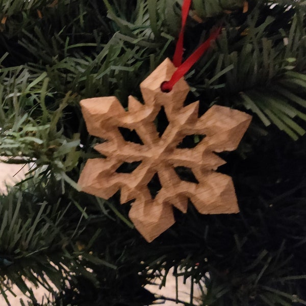 CNC Carved Snowflake Christmas Tree Ornament (Ornament only)