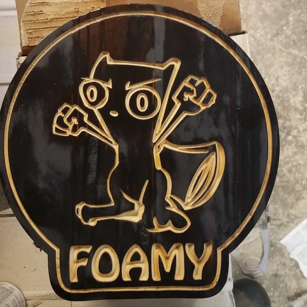 Foamy the squirrel wood sign