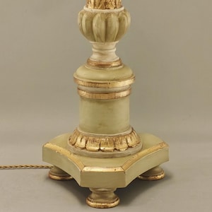 Vintage Neoclassical Empire Directoire style wooden column table lamp