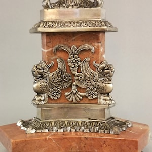 Vintage Spanish Empire silver plated marble lamp