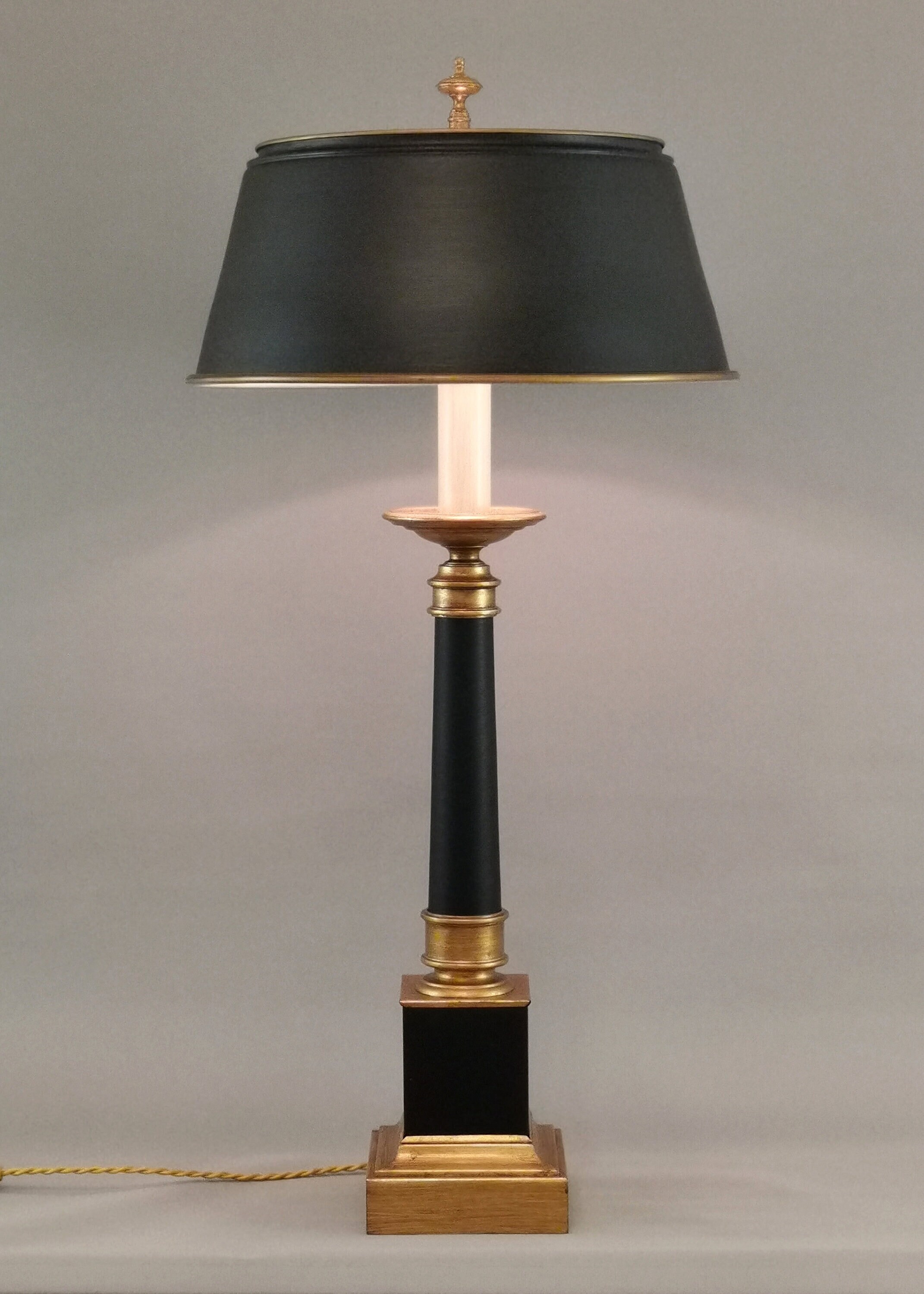 Large Vintage Classic Black/gold Table Lamp / Tole Shade - Etsy