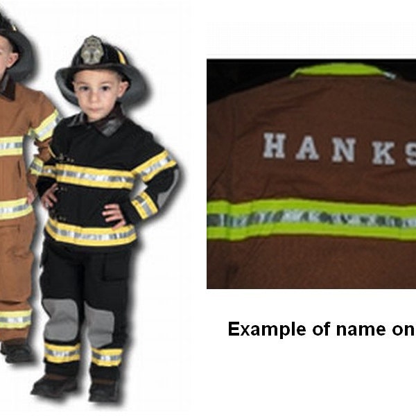 Child Fire Fighter outfit WITH HELMET personalized One line with child or fire department name on the back