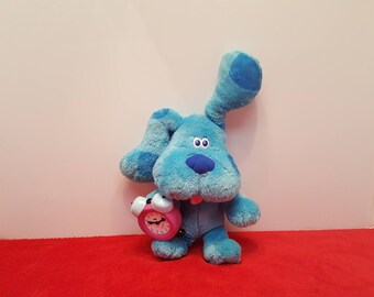 Vintage blue from blues clues plush barking dog, talking clock, blue dog, Tyco 1998