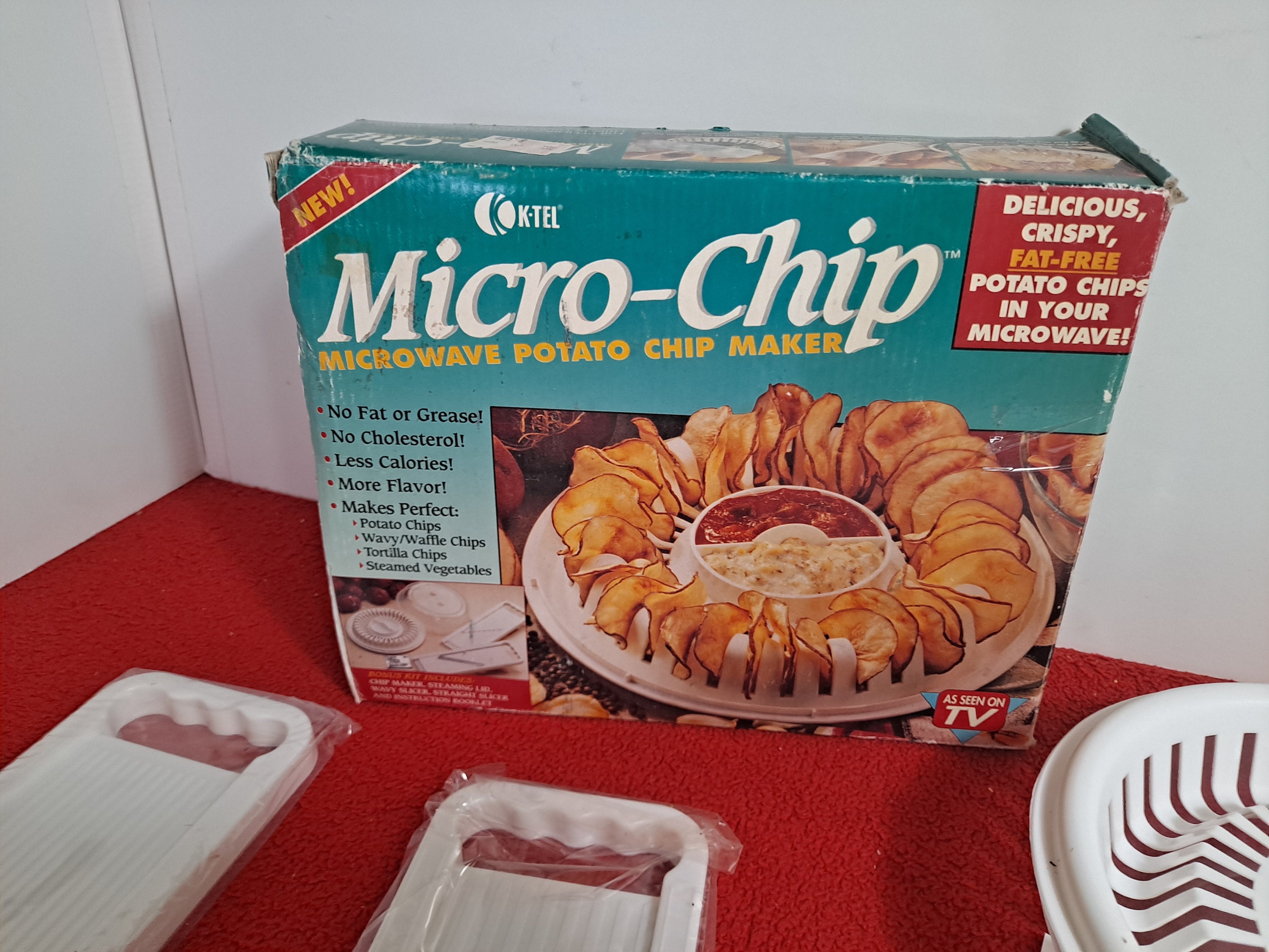 Microwave Potato Chip Maker Chip-O-Matic with Slicers , New old stock NOS  Vtg