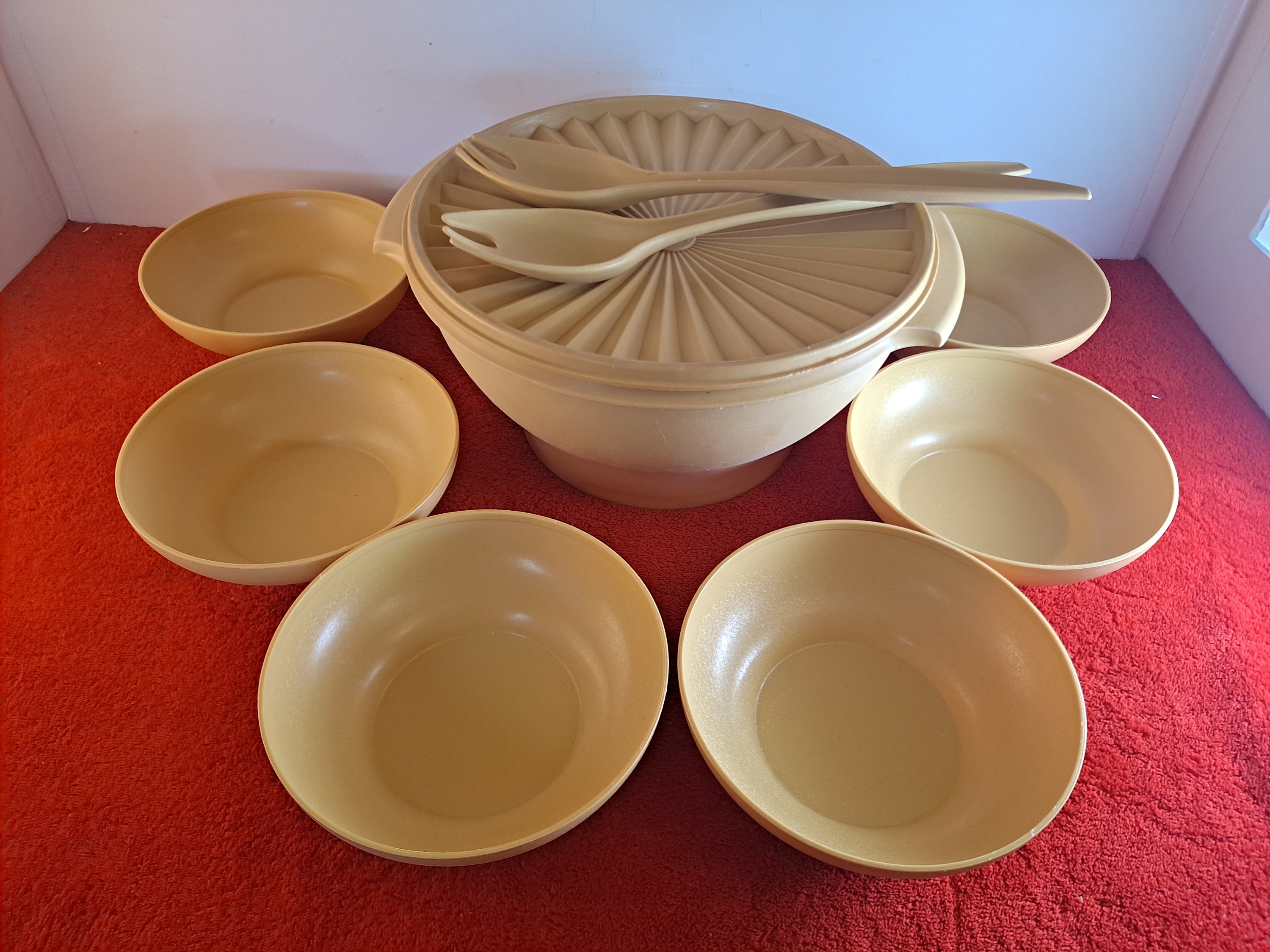 Vintage Tupperware Preludio Acrylic Salad Bowl Set of Large 