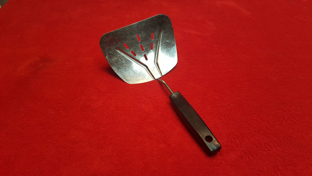 Vintage Foley Wide Spatula, Stainless Slotted Spatula, Curved Spatula