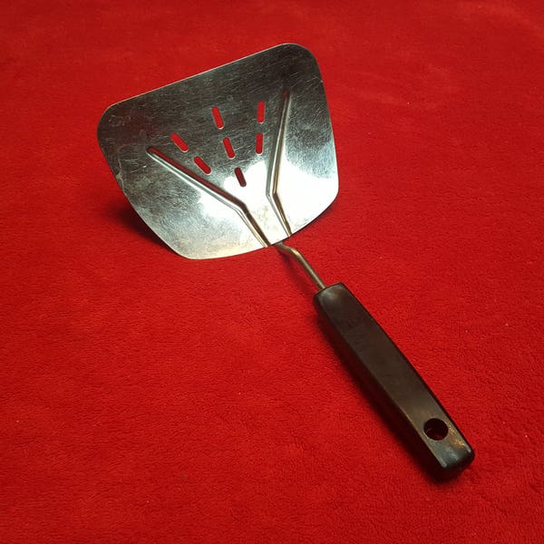 Vintage foley wide spatula, stainless slotted spatula, curved spatula